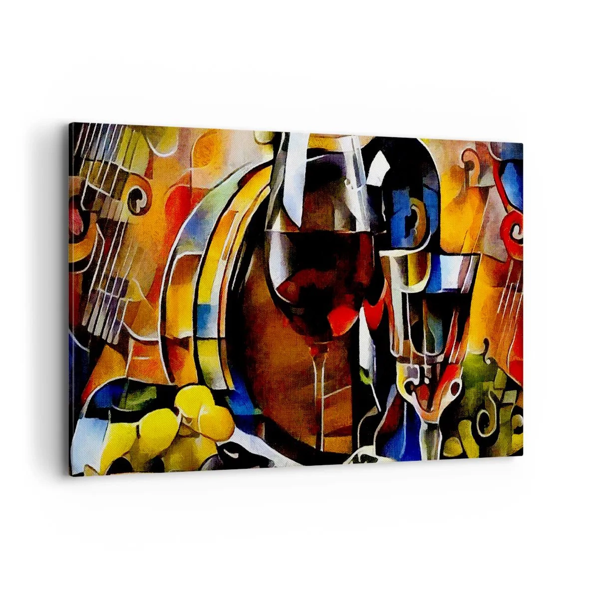 Impression sur toile - Image sur toile - Nature morte abstraite avec verres et instruments - 120x80cm - Et le monde prend des couleurs - Décoration murale moderne pour le salon et la chambre ARTTOR