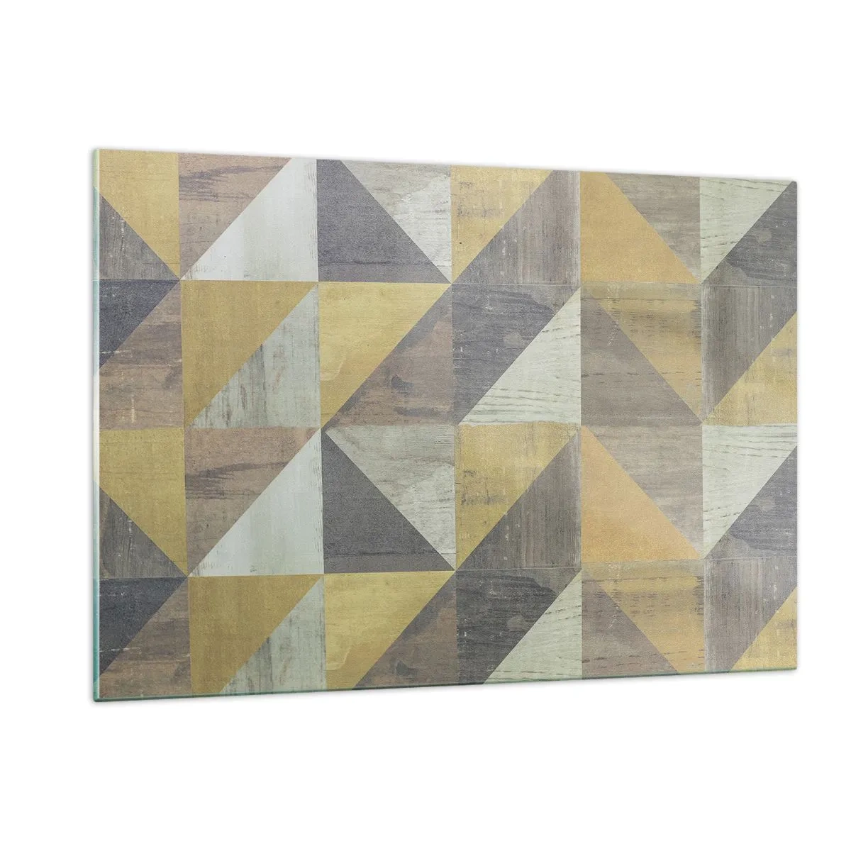 Impression sur verre - Image sur verre - Motif géométrique de triangles aux couleurs sobres - 120x80cm - Suivant l'angle du triangle - Décoration murale moderne pour le salon et la chambre ARTTOR