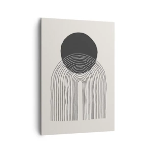 Impression sur toile - Image sur toile - Motif abstrait avec des lignes et un cercle noir sur un fond clair - 50x70cm - Tremblement et confiance - Décoration murale moderne pour le salon et la chambre ARTTOR