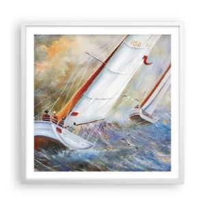 Affiche dans un cadre blanc - Poster - Concourir sur les vagues - 60x60 cm