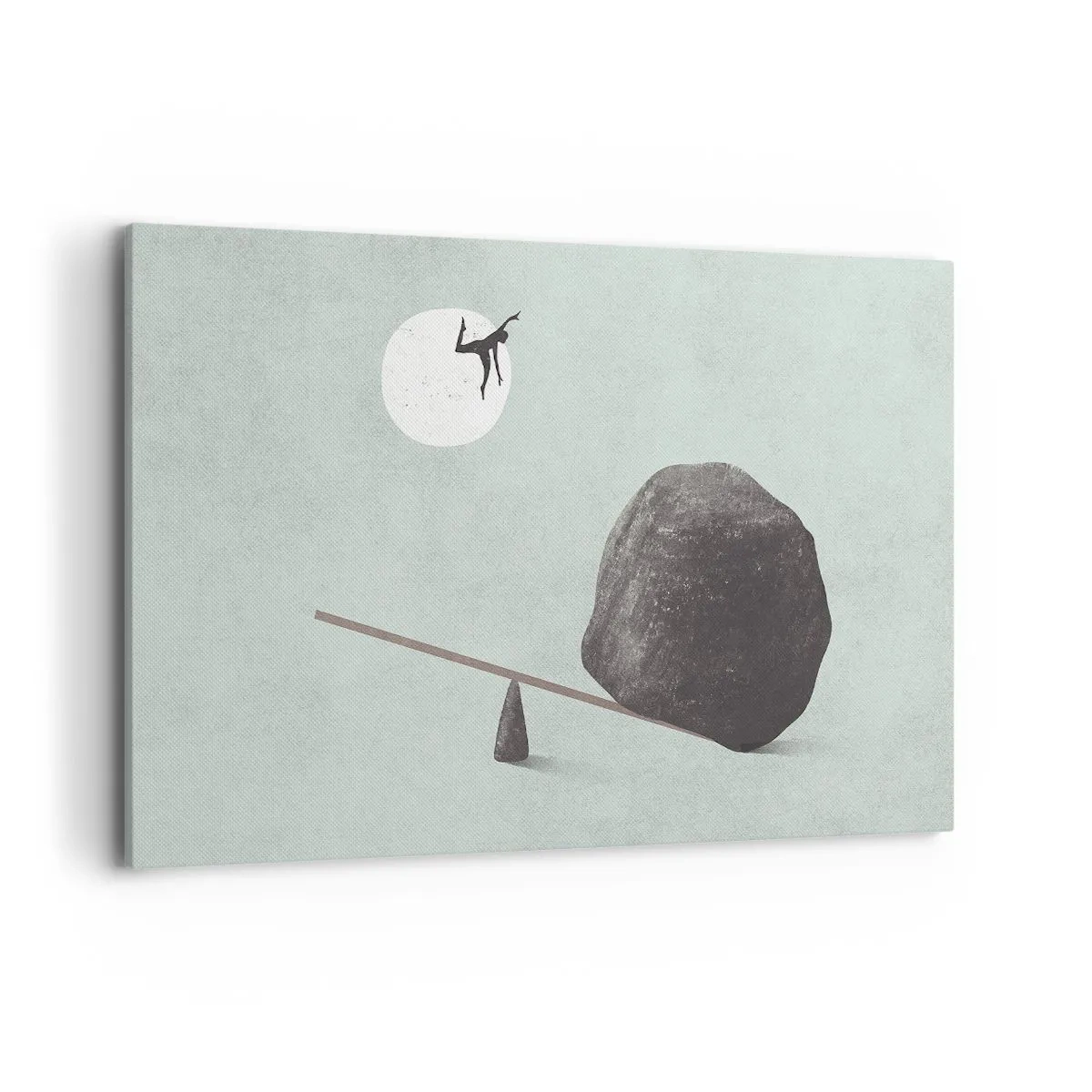 Impression sur toile - Image sur toile - Une scène symbolique avec une figure et un équilibre sur un ciel lumineux. - 120x80cm - Réalisation de ses rêves - Décoration murale moderne pour le salon et la chambre ARTTOR