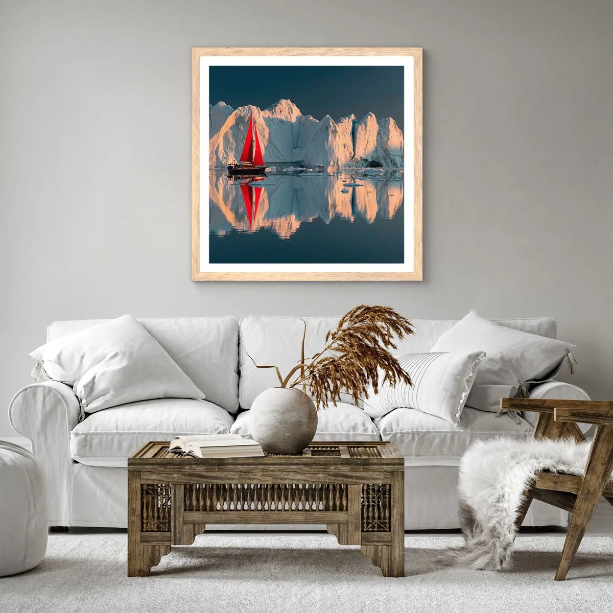 Affiche dans un chêne clair - Poster - Aux limites du monde - 60x60 cm