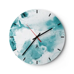 Horloge murale - Pendule murale - Composition abstraite dans les tons turquoise et blanc - 30x30cm - Marécage bleu - Décoration murale moderne pour le salon, la cuisine et la chambre ARTTOR