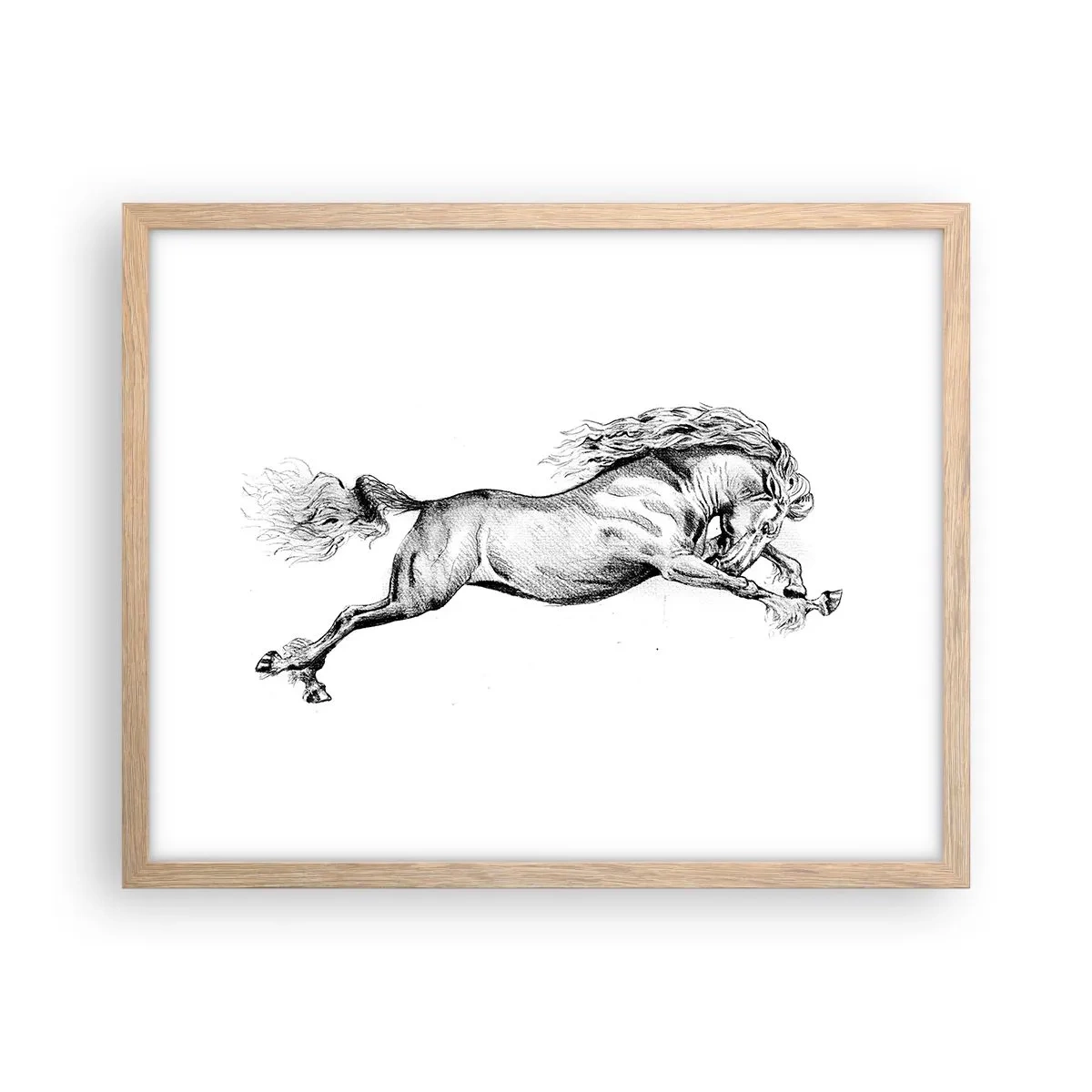 Affiche dans un chêne clair - Poster - Immortalisé au galop - 50x40 cm