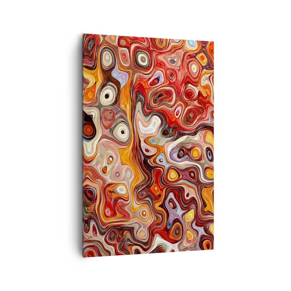 Impression sur toile - Image sur toile - Une composition abstraite dans des tons chauds de rouge, d'orange et de jaune. - 80x120cm - Si les noix fondaient dans du miel - Décoration murale moderne pour le salon et la chambre ARTTOR