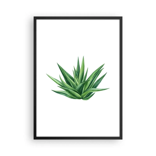 Affiche dans un cadre noir - Poster - Illustration minimaliste d'une plante verte - 50x70cm - Vert – force – vie - Décoration murale moderne pour le salon et la chambre ARTTOR