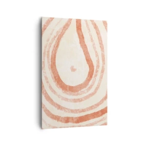 Impression sur toile - Image sur toile - Un motif abstrait de lignes concentriques dans des tons de terre cuite. - 80x120cm - Cercles de corail – composition - Décoration murale moderne pour le salon et la chambre ARTTOR