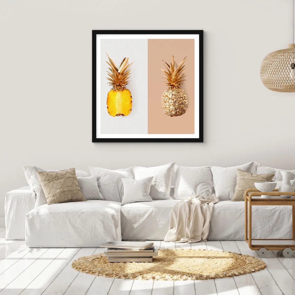 Affiche dans un cadre noir - Poster - Ananas pour nous - 30x30 cm