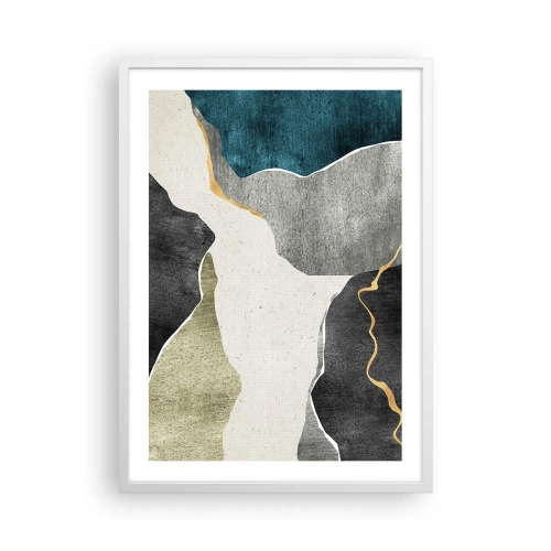 Affiche dans un cadre blanc - Poster - Composition mosaïque avec un fil d'or - 50x70 cm