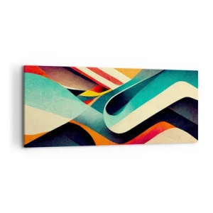 Impression sur toile - Image sur toile - Vagues abstraites colorées dans une composition dynamique - 120x50cm - Composition intense - Décoration murale moderne pour le salon et la chambre ARTTOR