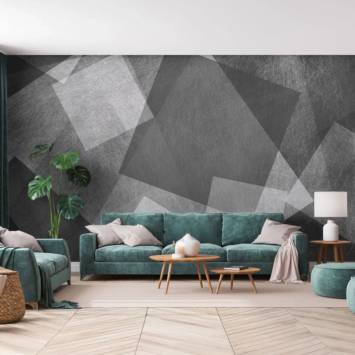 Papier Peint Photo Standard Eco - Le symbole éternel de durabilité et d'ordre - Abstraction, Morceau, Noir et blanc - 350x256 cm