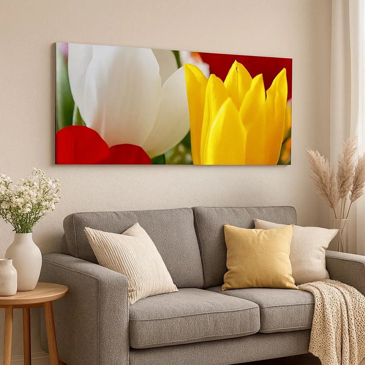 Impression sur toile - Image sur toile - La fièvre des tulipes - 100x40 cm