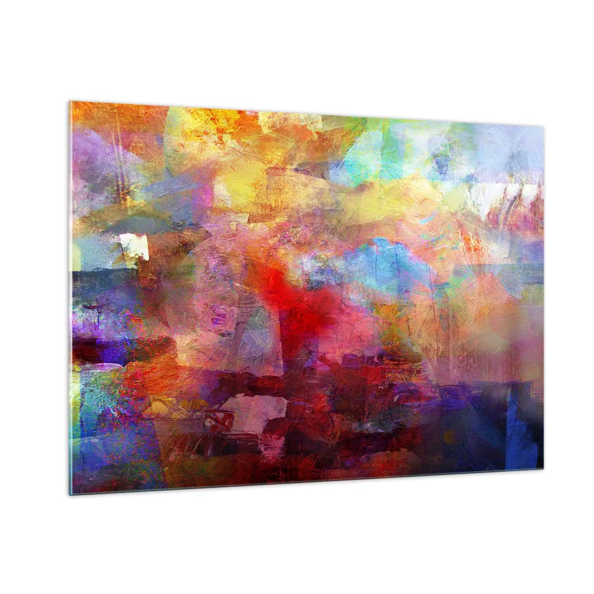 Impression sur verre - Image sur verre - Abstraction colorée aux nuances intenses - 100x70cm - Regardez à l'intérieur de l'arc-en-ciel - Décoration murale moderne pour le salon et la chambre ARTTOR