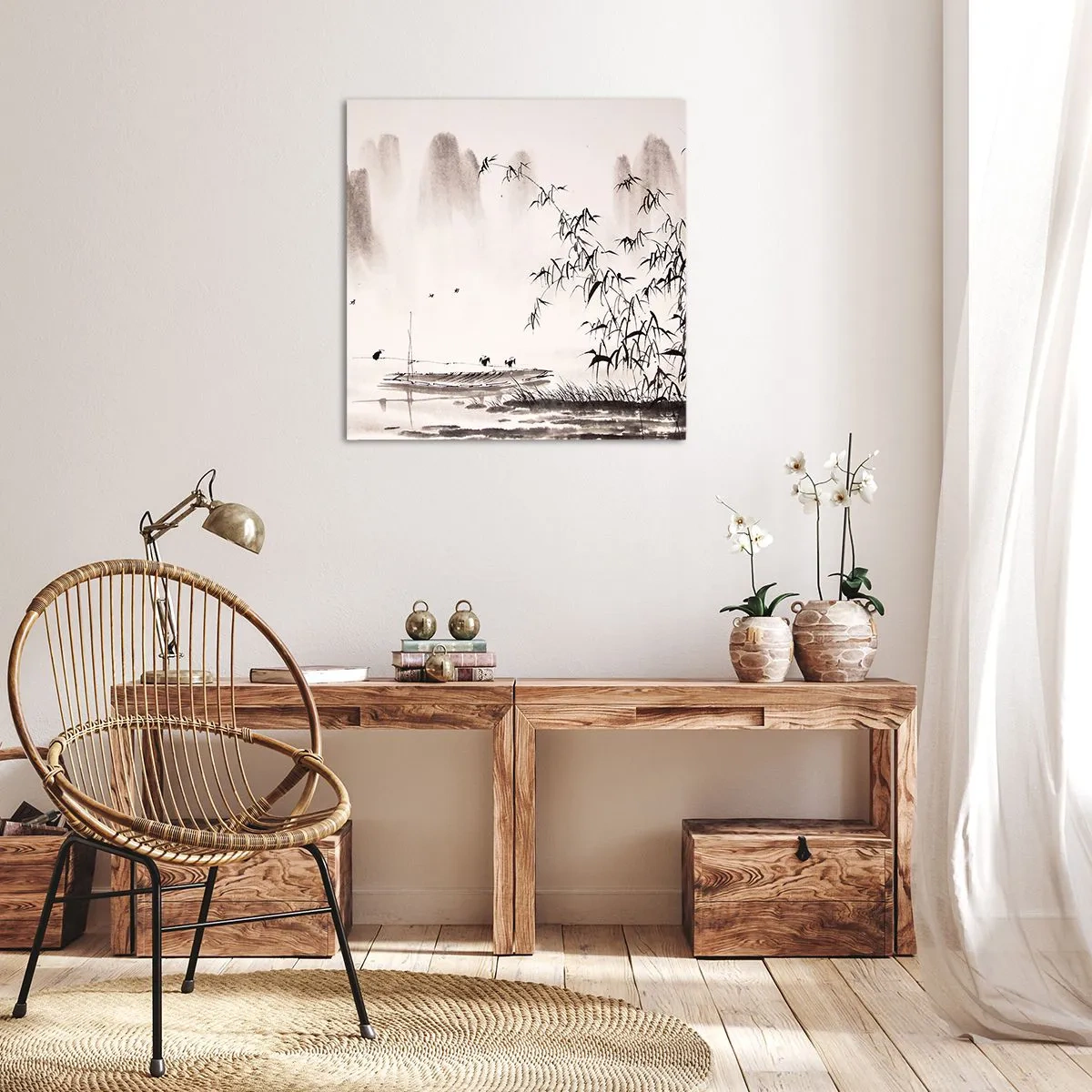 Impression sur toile - Image sur toile - Le silence des rizières - 40x40 cm