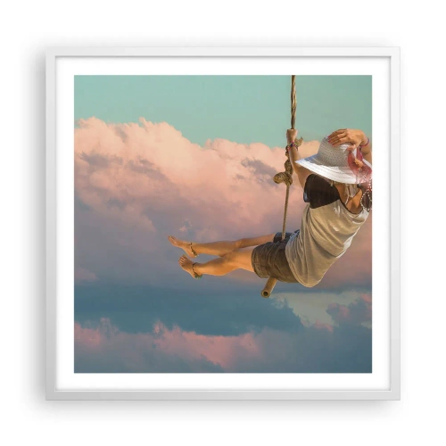 Affiche dans un cadre blanc - Poster - S'amuser dans les nuages - 60x60 cm