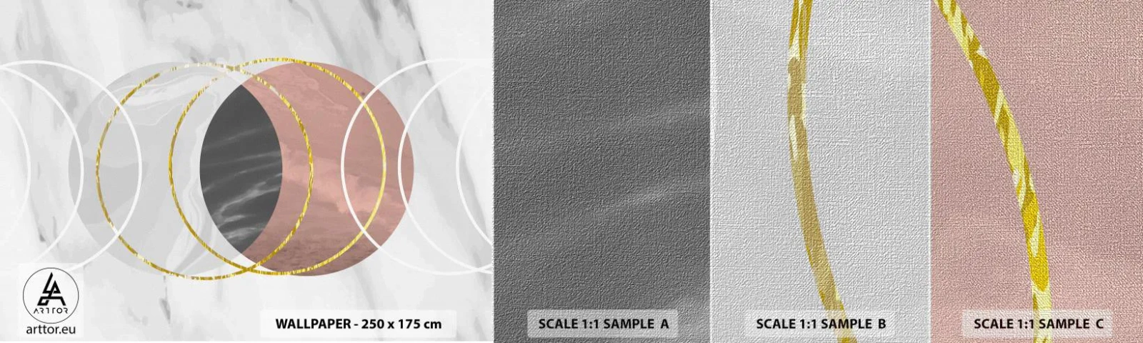 Échantillon de Papier Peint Premium Canvas - Musique des sphères - Abstraction, Morceau, Les quartiers - 100x30 cm