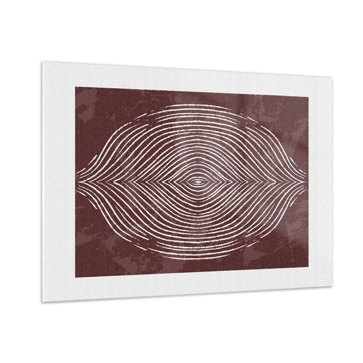 Impression sur verre - Image sur verre - Lignes symétriques en forme d'œil sur fond bordeaux - 100x70cm - L'espace parle - Décoration murale moderne pour le salon et la chambre ARTTOR