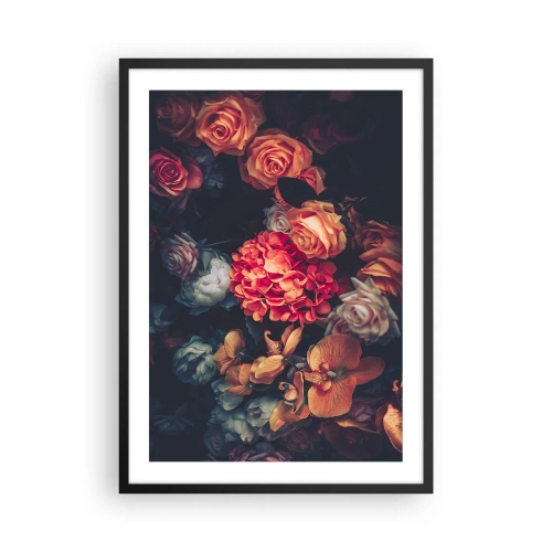 Affiche dans un cadre noir - Poster - Une composition de fleurs sombres avec une touche d'esthétique baroque - 50x70cm - Comme chez les maîtres hollandais - Décoration murale moderne pour le salon et la chambre ARTTOR