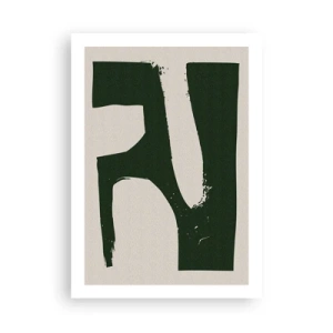 Affiche - Poster - Abstraction minimaliste en vert et beige - 50x70cm - Baies blanches - Décoration murale moderne pour le salon et la chambre ARTTOR