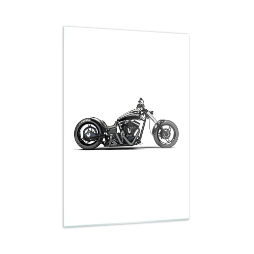Impression sur verre - Image sur verre - Moto customisée noire sur fond blanc - 50x70cm - Pour ceux qui aiment la liberté - Décoration murale moderne pour le salon et la chambre ARTTOR