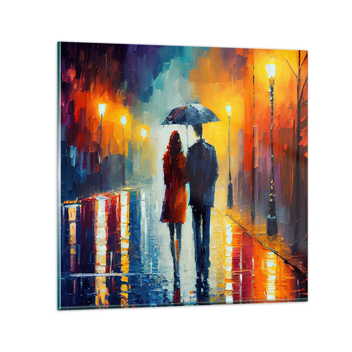 Impression sur verre - Image sur verre - Ensemble – une nuit colorée - 40x40 cm