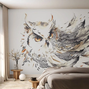 Papier peint sur mesure Standard Eco - Elle vient du monde de la magie - Oiseau, Hibou, Graphique