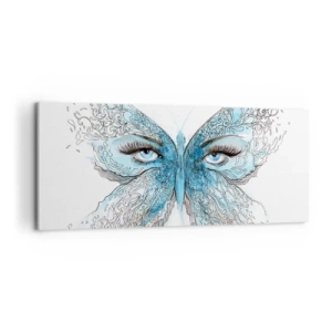 Impression sur toile - Image sur toile - Aquarelle artistique d'un papillon aux yeux bleus - 120x50cm - Mésange bleue Eros - Décoration murale moderne pour le salon et la chambre ARTTOR