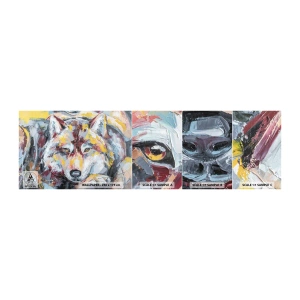 Échantillon de Papier Peint Autocollant Deluxe Sticker - En paix au milieu des siens - Abstraction, Loup, Peinture - 100x30 cm