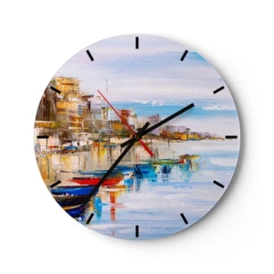 Horloge murale - Pendule murale - Un havre urbain coloré au style impressionniste - 30x30cm - Un havre urbain multicolore - Décoration murale moderne pour le salon, la cuisine et la chambre ARTTOR