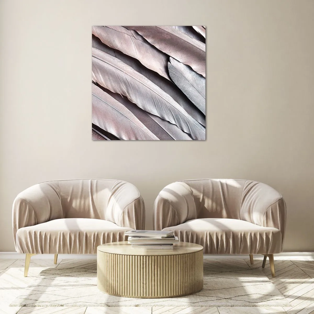Impression sur verre - Image sur verre - En argent rose - 60x60 cm
