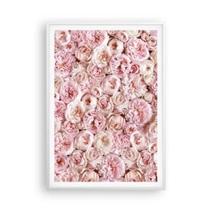 Affiche dans un cadre blanc - Poster - Un lit de roses - 70x100 cm