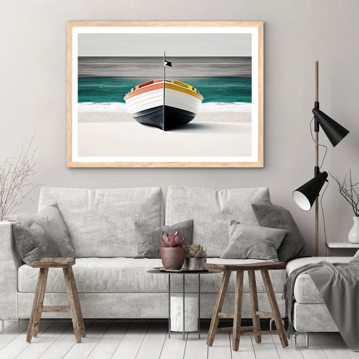 Affiche dans un chêne clair - Poster - A sa place - 70x50 cm