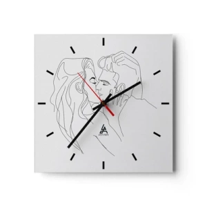 Horloge murale - Pendule murale - Le contour d'un couple s'embrassant sur un fond clair - 30x30cm - La même ligne - Décoration murale moderne pour le salon et la chambre ARTTOR