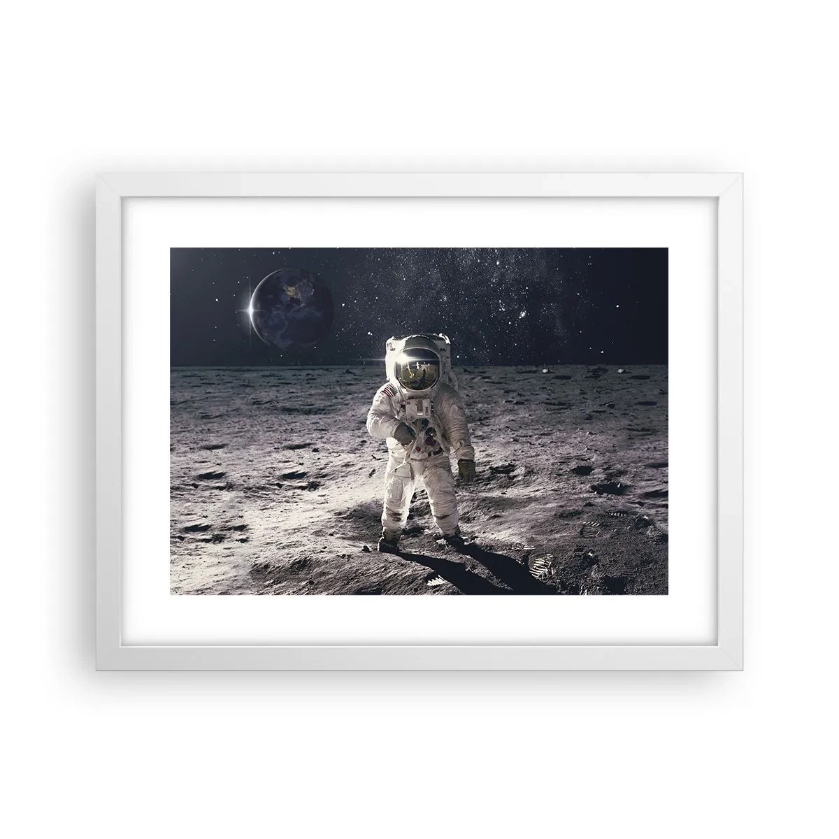 Affiche dans un cadre blanc - Poster - Salutations de la lune - 40x30 cm