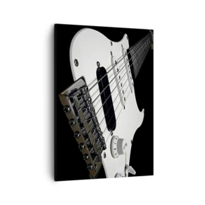 Impression sur toile - Image sur toile - Gros plan d'une guitare électrique blanche sur fond noir. - 50x70cm - Son caché en blanc - Décoration murale moderne pour le salon et la chambre ARTTOR
