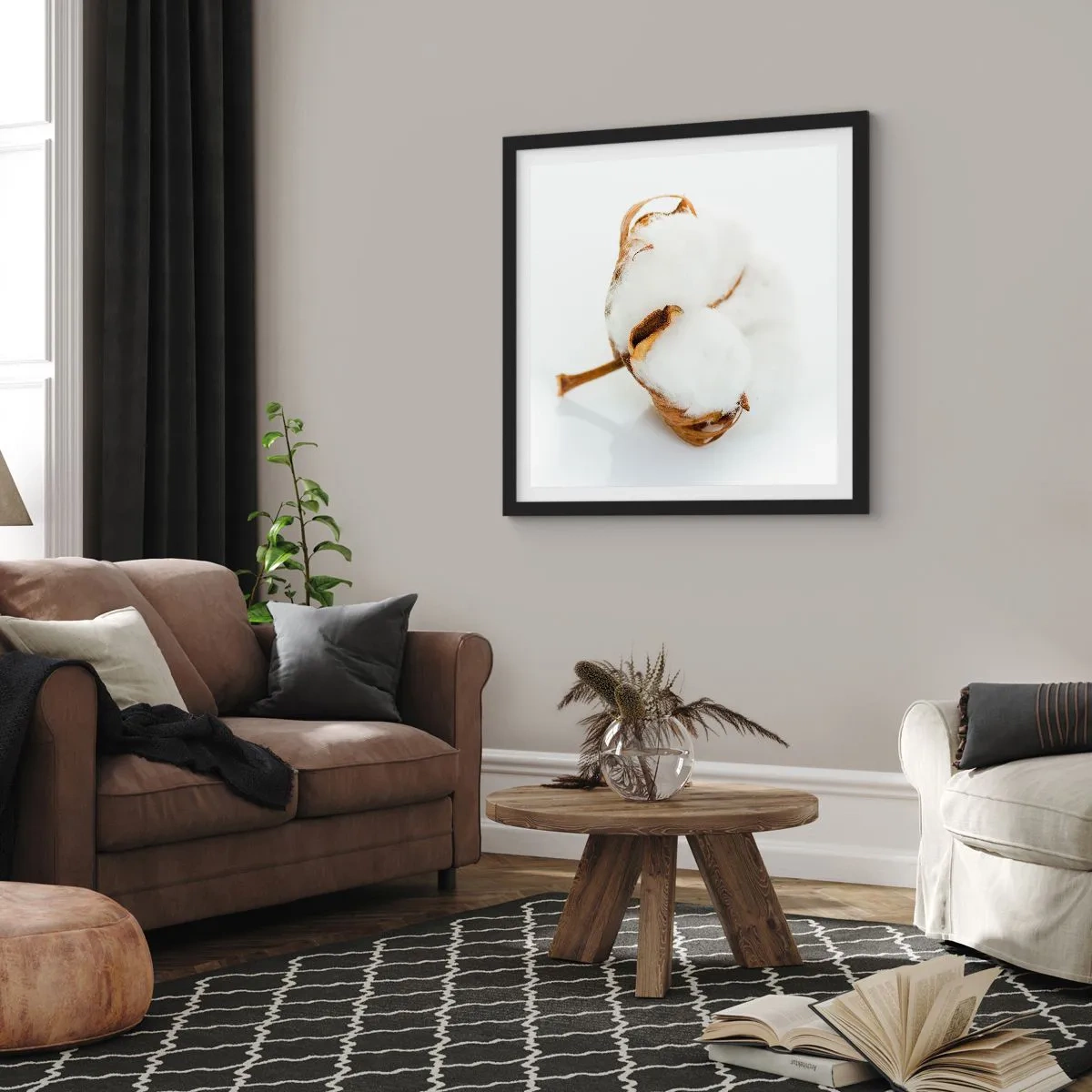 Affiche dans un cadre noir - Poster - Doux par nature - 50x50 cm