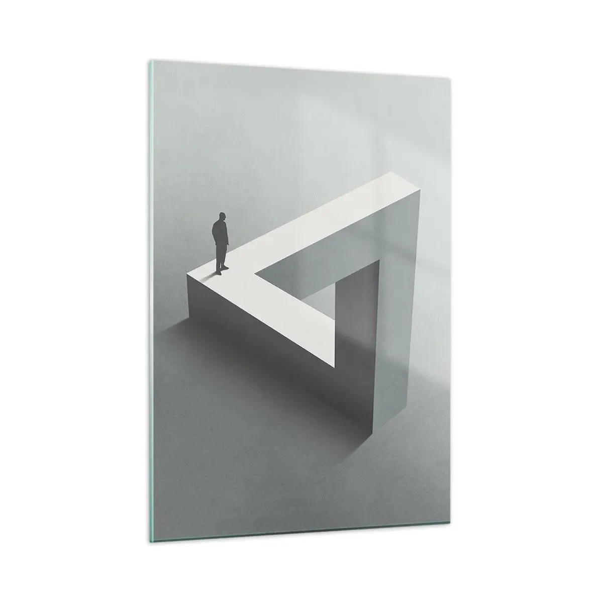 Impression sur verre - Image sur verre - Une figure sur une structure géométrique dans le style d'une illusion d'optique - 50x70cm - Mais c'est possible - Décoration murale moderne pour le salon et la chambre ARTTOR