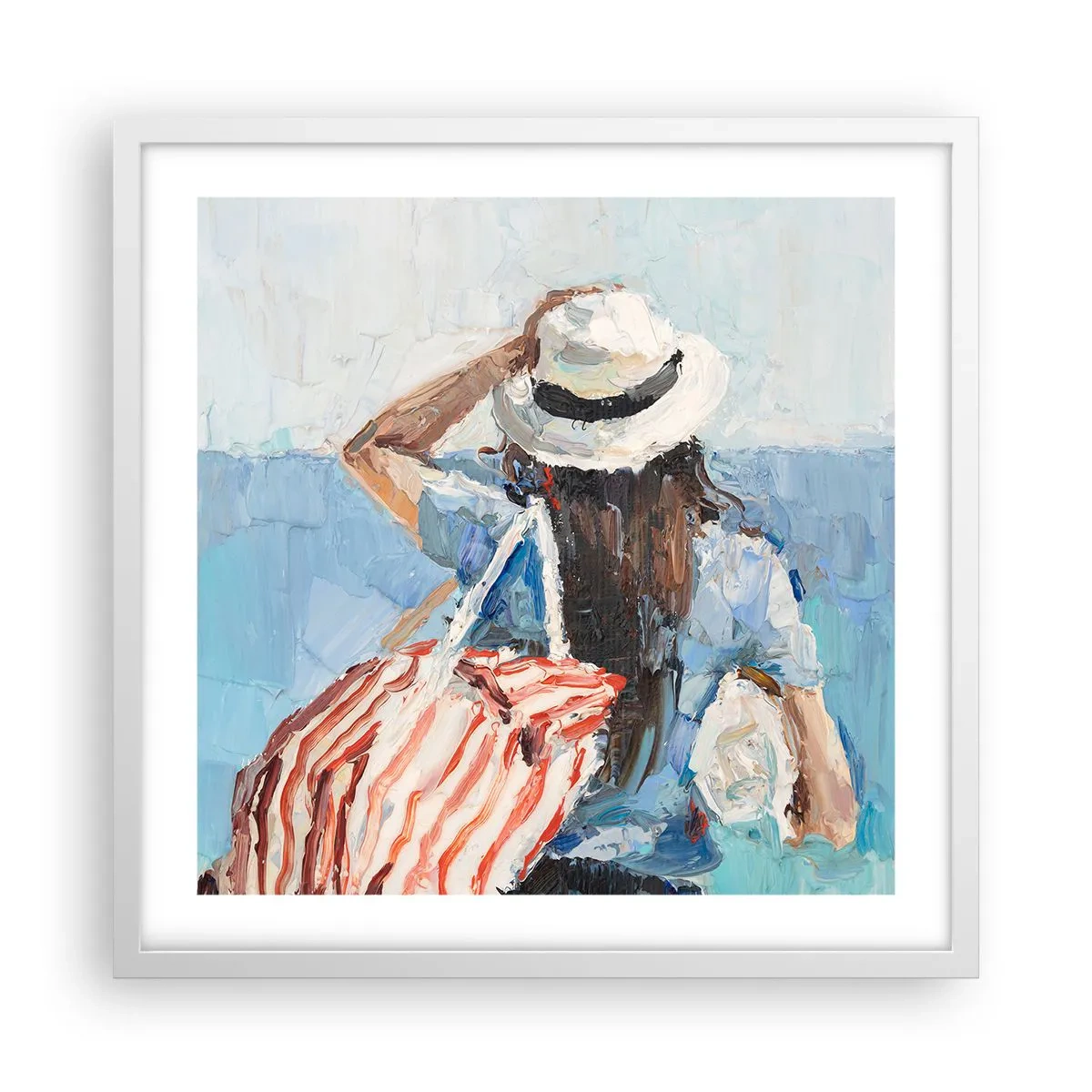 Affiche dans un cadre blanc - Poster - Bienvenue à vos vacances - 50x50 cm