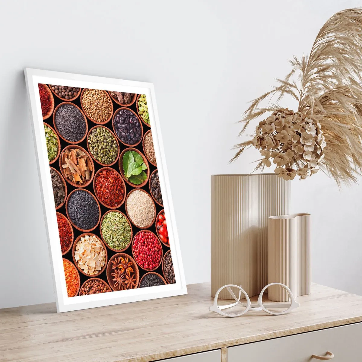Affiche dans un cadre blanc - Poster - Toutes les saveurs du monde - 30x40 cm