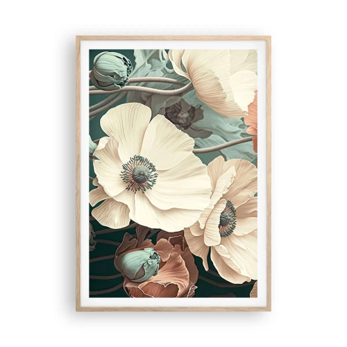 Affiche dans un chêne clair - Poster - Le murmure des coquelicots - 70x100 cm