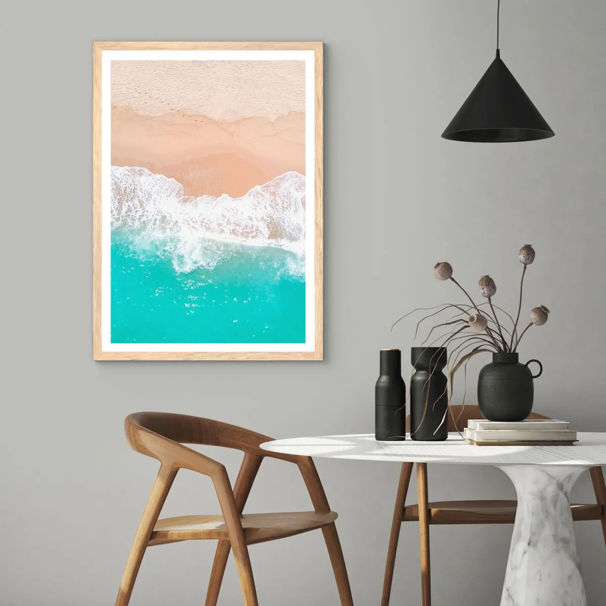Affiche dans un chêne clair - Poster - Caresse de l'océan - 70x100 cm