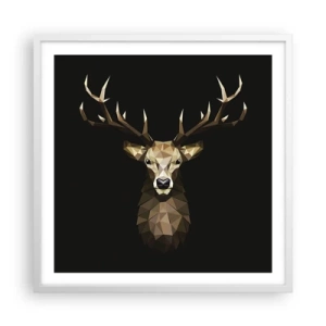 Affiche dans un cadre blanc - Poster - Cerf cubique - 60x60 cm