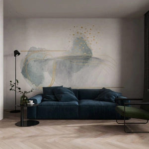 Papier peint sur mesure Premium Canvas - À propos de la relation entre le gris et l'or - Abstraction, Morceau, Formes intéressantes