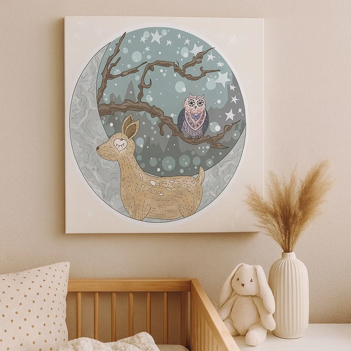 Impression sur toile - Image sur toile - Une nuit de conte de fées en forêt  - 30x30 cm