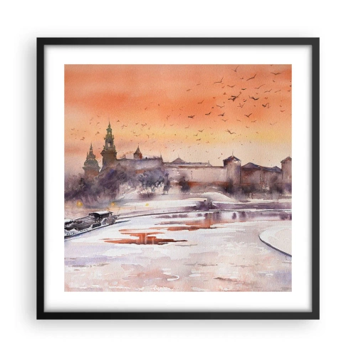 Affiche dans un cadre noir - Poster - Coucher de soleil royal - 50x50 cm