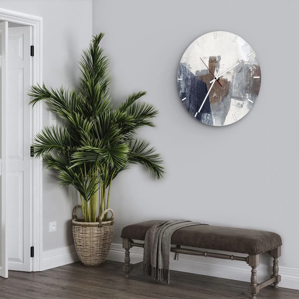 Horloge murale - Pendule murale - Formes bleues et brunes - 30x30 cm