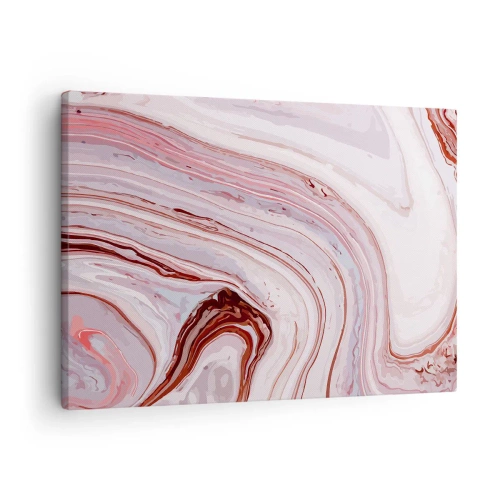 Impression sur toile - Image sur toile - Motif abstrait en rose et blanc - 70x50cm - Tout droit, puis tout en bas - Décoration murale moderne pour le salon et la chambre ARTTOR