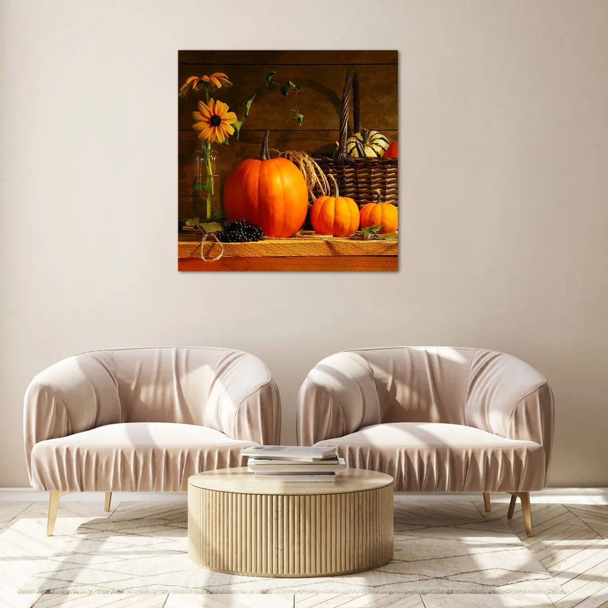 Impression sur verre - Image sur verre - Une composition rustique - cadeaux d'automne - 30x30 cm