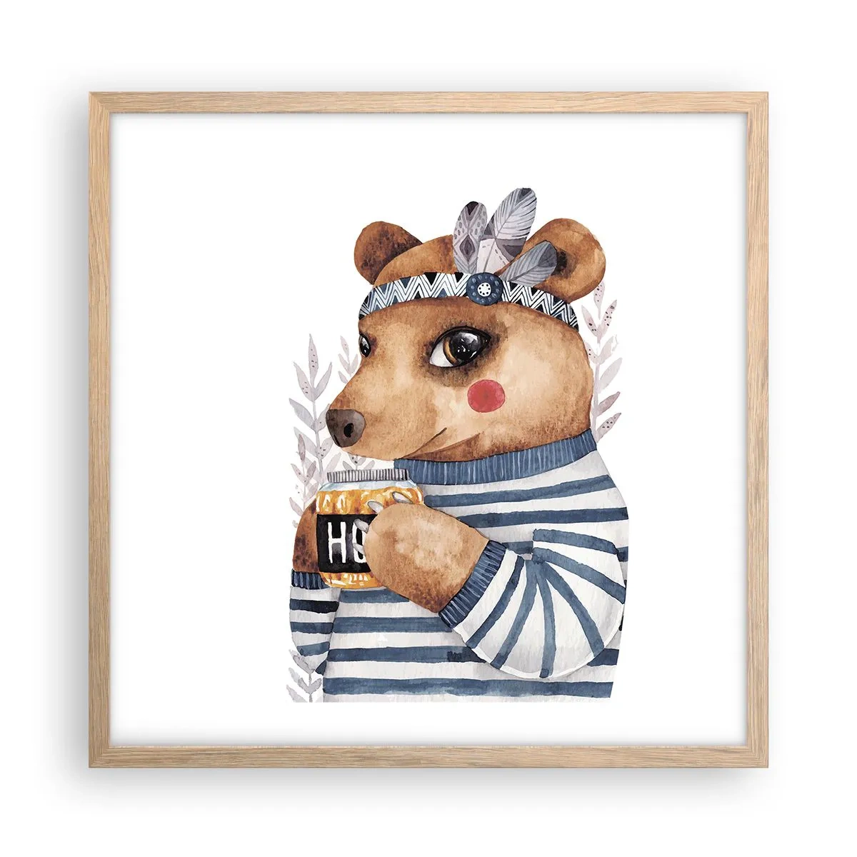 Affiche dans un chêne clair - Poster - Un nounours trop mignon - 50x50 cm