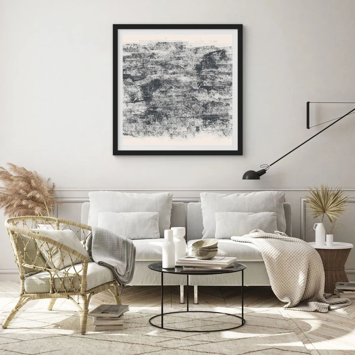 Affiche dans un cadre noir - Poster - Composition brumeuse - 40x40 cm